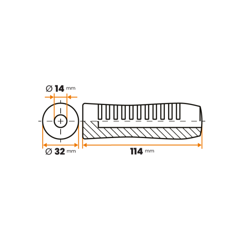 Rukoväť na náradie / 511-035 / 14 / 32 x 114 mm (čierna)