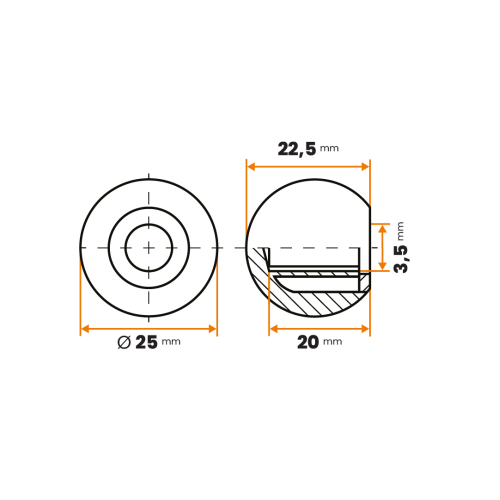 Guľa / 248-034 / 25 / 3,5 mm (čierna)