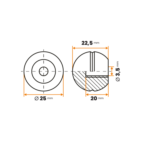 Guľa / 248-034 / 25 / 3,5 mm (čierna)