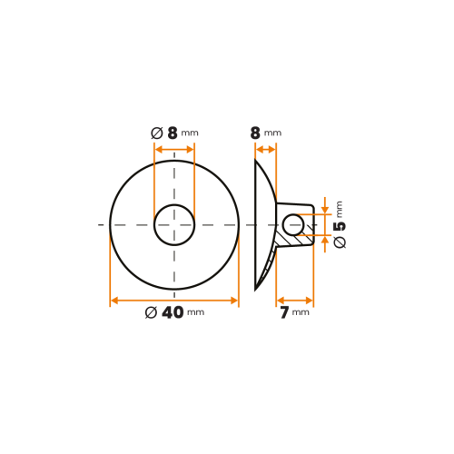Prísavka s otvorom / 071-110 / 40 / 8 x 5 mm (prírodná)