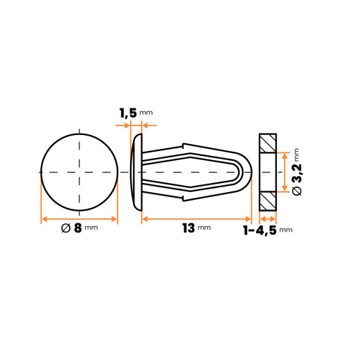 Spona zarážacia s ozubom / 137-057 / 3,2 / 1 - 4,5 mm (čierna)  