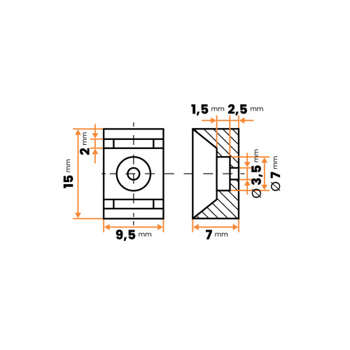 Držiak pásky / 116-105 / 15 x 9,5 mm (prírodná)