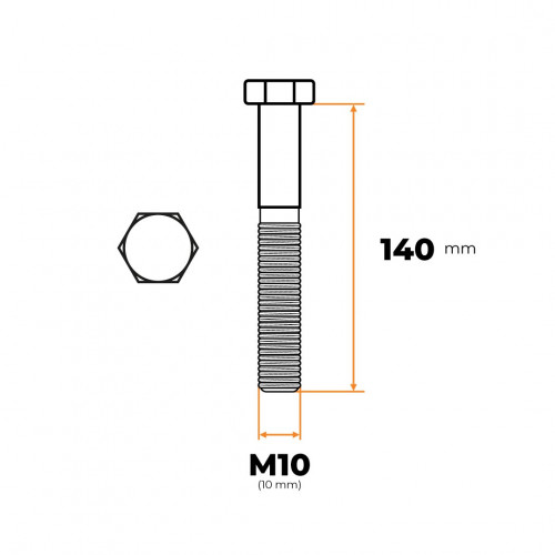 Skrutka M10 x 140 mm ZN DIN 931