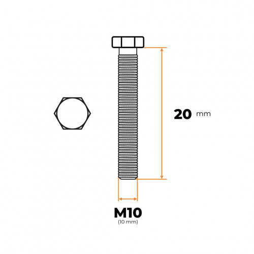 Skrutka M10 x 20 mm ZN DIN 933