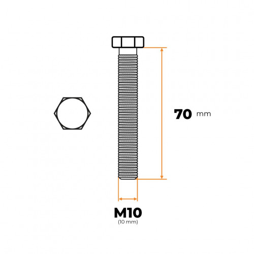 Skrutka M10 x 70 mm ZN DIN 933