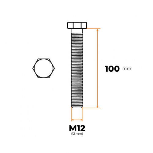 Skrutka M12 x 100 mm ZN DIN 933