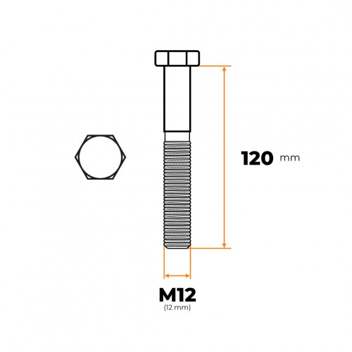 Skrutka M12 x 120 mm ZN DIN 931