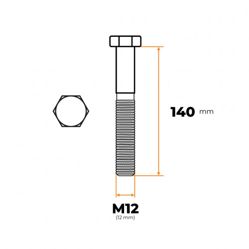 Skrutka M12 x 140 mm ZN DIN 931