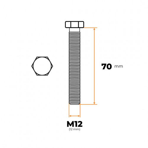 Skrutka M12 x 70 mm ZN DIN 933
