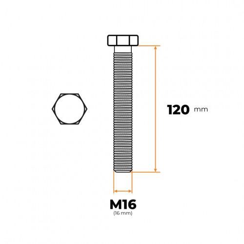 Skrutka M16 x 120 mm ZN DIN 933