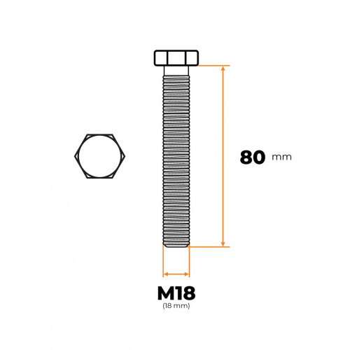 Skrutka M18 x 80 mm ZN DIN 933