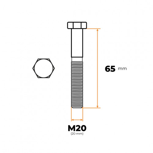 Skrutka M20 x 65 mm ZN DIN 931