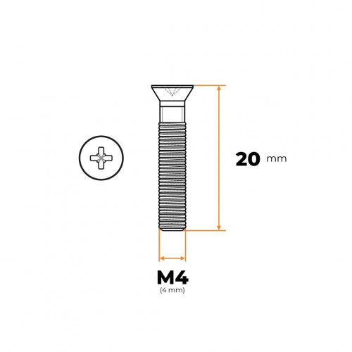 Skrutka M4 x 20 mm ZH ZN DIN 965