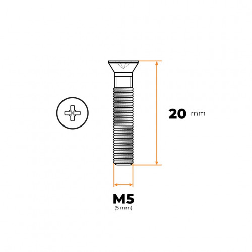 Skrutka M5 x 20 mm ZH ZN DIN 965