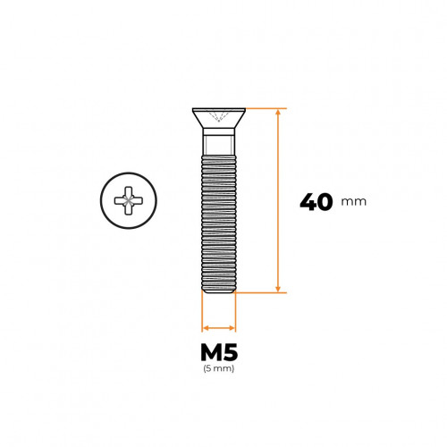 Skrutka M5 x 40 mm ZH ZN DIN 965