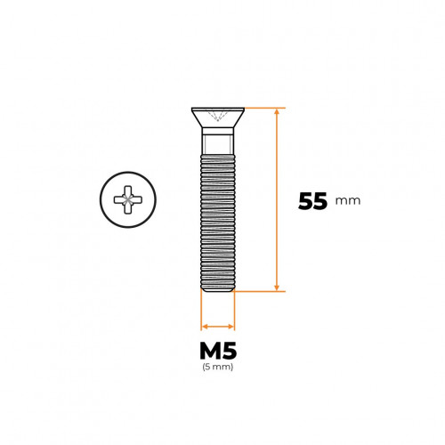 Skrutka M5 x 55 mm ZH ZN DIN 965