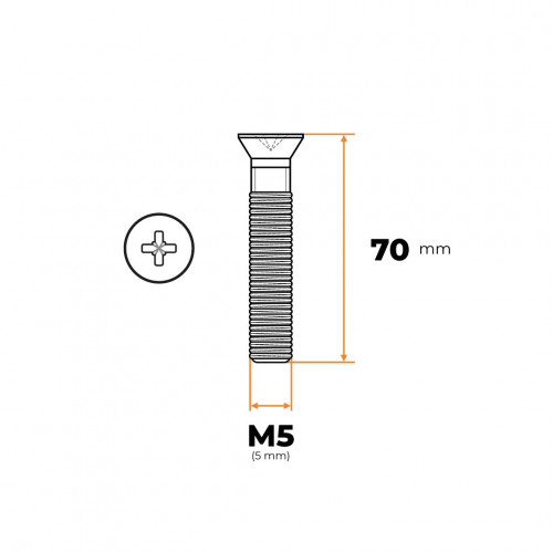 Skrutka M5 x 70 mm ZH ZN DIN 965