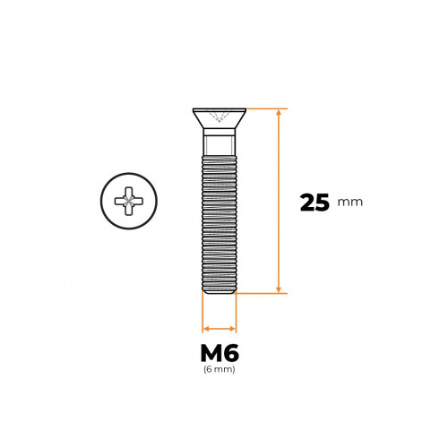 Skrutka M6 x 25 mm ZH ZN DIN 965