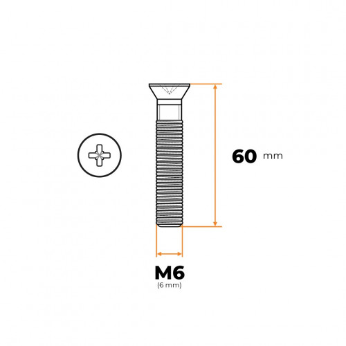 Skrutka M6 x 60 mm ZH ZN DIN 965