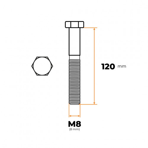 Skrutka M8 x 120 mm ZN DIN 931