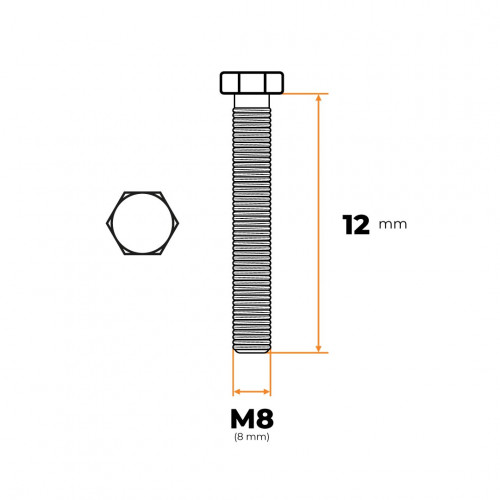 Skrutka M8 x 12 mm ZN DIN 933