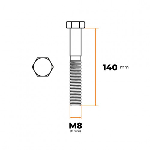 Skrutka M8 x 140 mm ZN DIN 931