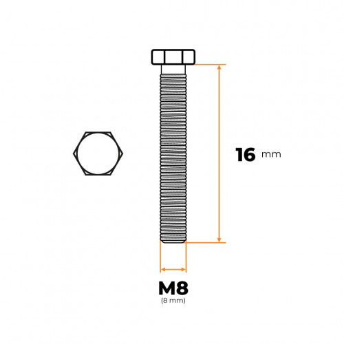 Skrutka M8 x 16 mm ZN DIN 933