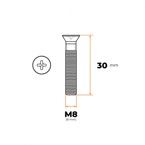 Skrutka M8 x 30 mm ZH ZN DIN 965