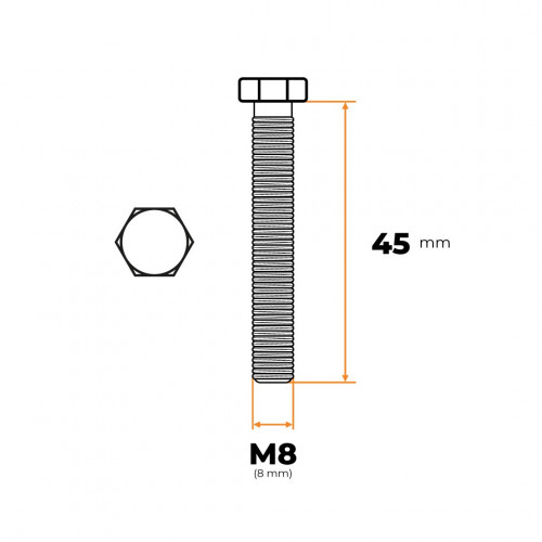 Skrutka M8 x 45 mm ZN DIN 933