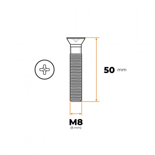 Skrutka M8 x 50 mm ZH ZN DIN 965