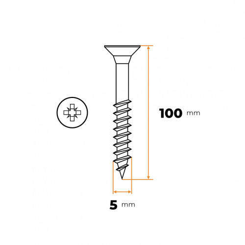 Skrutka UNI 5,0 x 100 mm