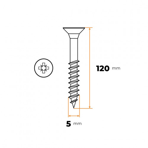Skrutka UNI 5,0 x 120 mm