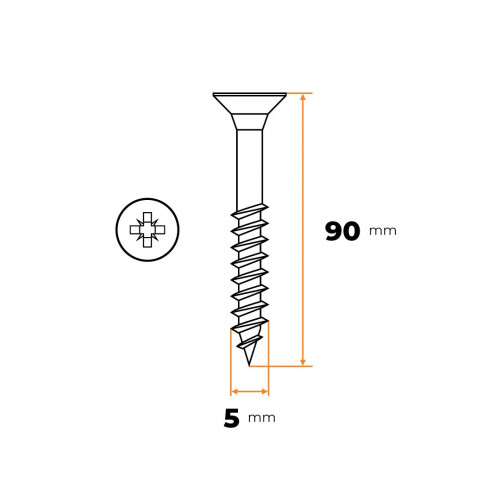 Skrutka UNI 5,0 x 90 mm