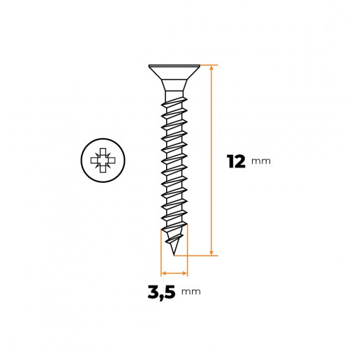 Skrutka UNI 3,5 x 12 mm