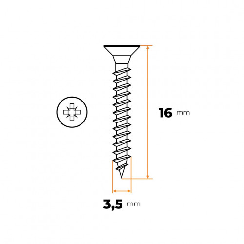 Skrutka UNI 3,5 x 16 mm