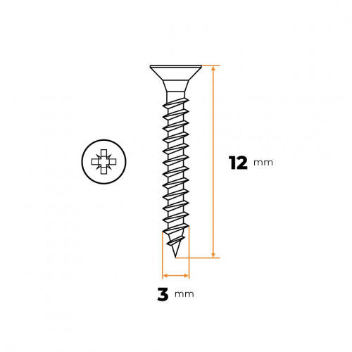 Skrutka UNI 3,0 x 12 mm