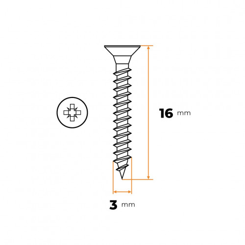 Skrutka UNI 3,0 x 16 mm