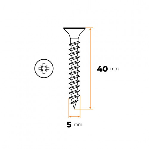 Skrutka UNI 5,0 x 40 mm