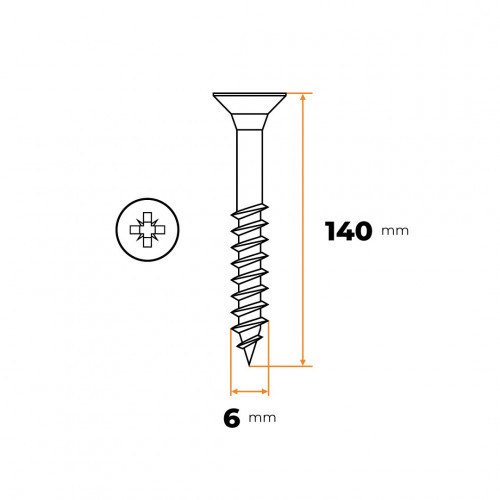 Skrutka UNI 6,0 x 140 mm