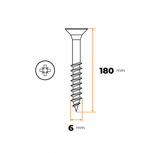 Skrutka UNI 6,0 x 180 mm