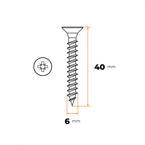 Skrutka UNI 6,0 x 40 mm