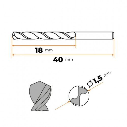 Vrták do kovu HSS 1,5 mm CZ002