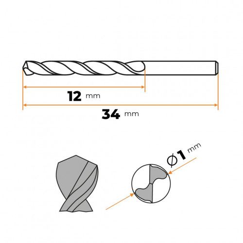 Vrták do kovu HSS 1,0 mm CZ002