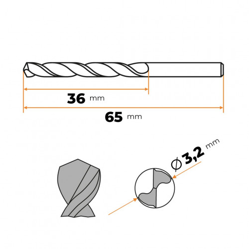 Vrták do kovu HSS 3,2 mm CZ002