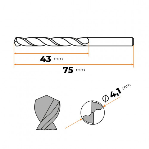 Vrták do kovu HSS 4,1 mm CZ002