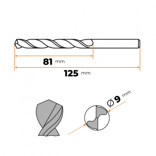 Vrták do kovu HSS 9,0 mm CZ002