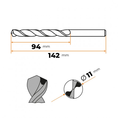 Vrták do kovu HSS Co5 11,0 mm CZ004