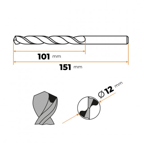 Vrták do kovu HSS Co5 12,0 mm CZ004