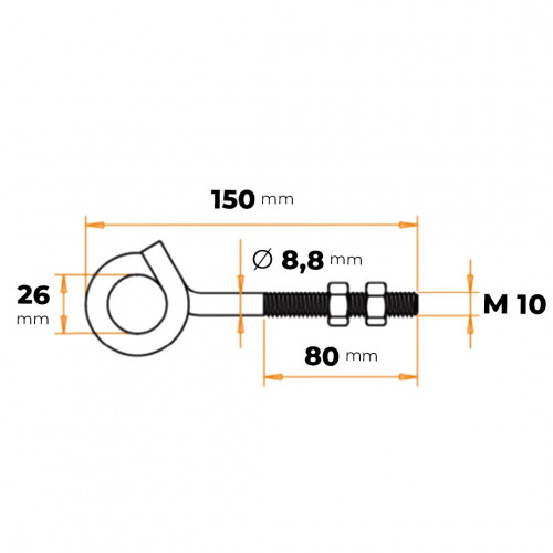 Hák hojdačkový so závitom M 10 x 150 mm ZN dve otočky