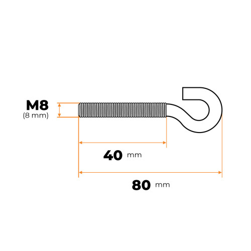 Hák metrický M8 x 80 mm